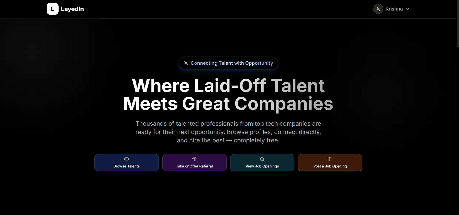 LayedIn Talent Marketplace Screenshot